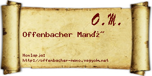 Offenbacher Manó névjegykártya